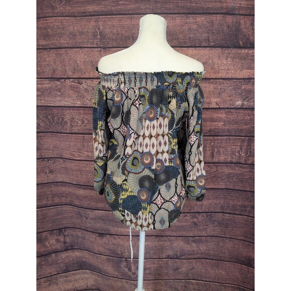 Desigual Melina Off Shoulder Peasant Boho Festival Blouse Sz Med Medallion Flowy - Picture 3 of 11